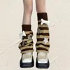 Harajuku mulheres aquecedores de perna meninas japonesas kawaii osso estrela malha pé capa outono inverno quente punk listra joelho meias altas 240315