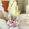 Axelväskor bärbar enkel duk tygväska flickor avslappnad söt blommig stor kapacitet blommamönster handväska