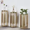 Decorative Plates Set Of 3 Marble Stainless Steel Flower Shelf Plant Living Room Display Trend Vase Stand