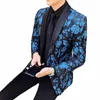 Floral Baskılı Düğün Erkekler Blazer Fi Street Giyim Gündelik Ceket 3 Renk Smokin Plus Boyut 60 Lüks Damat Ceketleri Parti Yeni D82G#