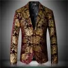 Märke 2023 Ny Tide Mens Fi Print Blazer Design Plus Size Hip Hot Casual Male Slim Fit Sacker Singer Singer Costume J46a#