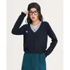 toyouth donne falso in due pezzi cardigan in maglia 2022 inverno Lg maniche con scollo a V slim fit maglioni blu navy caldo casual chic top e623 #