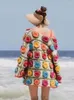 Maglieria da donna Maglione ispirato a Boho Maglia a maniche lunghe Bloom Knit Cardigan floreale 3D Maglia larga fatta a mano in stile bohémien
