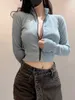 Hoodies للنساء من النوع الثقيل Womengaga Sweetshirt Zipper معطف قصير الأكمام لفترة قصيرة للنساء ربيع صيف 2024 جديد حار الفتاة Top 3ntx 24328