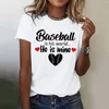 T-shirts pour femmes Baseball est son monde, il s'entraîne, grande Saint-Valentin pour femmes, chemise ample et décontractée