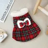 Vestuário para cães Vestido de princesa quente para cães saia xadrez pequeno e médio colete bonito chihuahua yorkshire poodle outono inverno