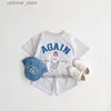 T-shirts 2023 Sommer Neue Baby Jungen Kurzarm Kleidung Set Nette Cartoon Bär Druck Kinder T-shirt + Shorts 2 stücke Anzug Baby Mädchen Outfits24328