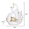 Sculptures Céramique Blanc Couple Paon Figurines Cygne Artisanat Plaqué Or Statues Saint Valentin Mariage Décoration De La Maison Accessoires De Bureau