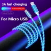 5А плавные цвета светодиодное светящееся USB-кабель для зарядного устройства типа C для Android Micro USB-кабель для зарядки для Samsung зарядный провод