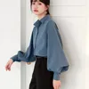 Women Blus Vintage Turndown Collar Spring Autumn Lantern Sleeve Women Shirts White Tops Long Shirt Black Ladies Tunic 240328