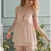 Vêtements de maison Vintage princesse Sexy sans manches coton pyjamas ensembles pour dame été Shorts pyjamas doux vêtements de nuit amples