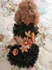 Dog Apparel Unique Handmade Clothes Pet Supplies Dress Black Gold Stars Moon Embroidered Accessories High-Collar One Piece Party Holiday