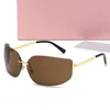 Designer Fashion Solglasögon 2024 Mens Solglasögon Glasögon Designer Kvinna Speglar Metal Leg Frameless Glasses Trend New Style With Color Change Progressive Film