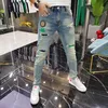 2023 Nouveaux hommes Skinny Ripped Jeans Streetwear Fi Mendiant Patch Hommes Crayon Pantalon Bleu Slim Denim Pantalon Jeans Casual pour hommes 20sC #