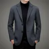 100% lã de ovelha blazer 2023 outono inverno simples fi lã jaqueta masculino fino único breasted cmere casaco de lã n6v2 #