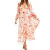 Casual Dresses Summer Women Flowy Long Dress Elegant Flower Print V Neck Sleeve Boho Low Cut Loose Fit Beach