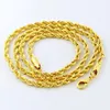 Kettingen Hip Hop Plated 24K Gouden Ketting 4MM Twisted Touw Twist Galvaniseren Voor Mannen Vrouwen Bruiloft Sieraden geschenken