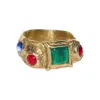 Retro Gemstone ring Inlaid Ring Light Luxury High Court Style Gold Index Finger Ins Fashion All-Match Jewelry Gift