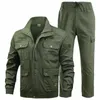 Primavera Autunno Cott Suit Uomo Tasche multiple Camicie tattiche elastiche Pantalone Camoue militare resistente all'usura 2 pezzi Set 47gJ #