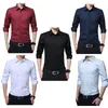 Browon Men fi Blouse Shirt lg SleeveSocial Shirt Solid Color Solid Color Turn-Neck Plus Size Work Blouse Brand Clothes h8ci＃