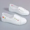 Sıradan ayakkabılar kadın tatlı hafif konfor önleyici kayma tuval bayan öğrenci okulu beyaz zapatos mujer f902