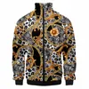 FI AnimalsNake Skin Leopard Gold Mönster Harajuku Casual Pullover 3D Printed Zipper Hoodie Sweatshirt Jacket Män för kvinnor L6XI#