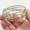 Bangle V257 Fashion Jewelry Golden Frosting Hollow Wide Punk Cuff Women NO Lead Nickle