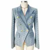 Haute qualité Date Fi 2024 Designer Veste Femmes Slim Fit Double Boutonnage Li Butts Géométrique Denim Blazer 28hp #