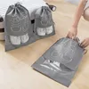 Shopping Bags 5PCS Grey Non-Woven Shoes Storage Bag Travel Portable Classified Hanging Pouch Dustproof Drawstring Closet Organizer