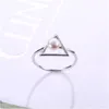 With Side Stones Fashionable Pearls Ring Women Hollow Triangular Female S925 Pure Silver Jewelry Concise Natural Freshwater Pearl