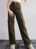 y2k Women Vintage Cargo Pants Streetwear Techwear Korean Harajuku Parachute Pants Beige Sweatpants Wide Leg Joggers Trousers W9oK#