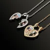На заказ 1 пара полусердце Po кулон ожерелье для мужчин женщин пара подарок на день Святого Валентина кубический цирконий Шарм хип-хоп Jewelry305E