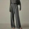 Women's Pants 2024 Early Spring Gray Suit Casual Floor Lenght Straight-leg Trousers Wide-leg Women