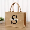 Nom personnalisé Jute sac à main personnalisé A-Z toile de jute impression sac à provisions fourre-tout Boutique petite entreprise cadeau filles voyage mariage 240322