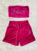 juicy Velvet Camisole Shorts Set Two Piece Matching juicy coture Set Sleeveless Crop Top Short Summer Juicy Tracksuit Outfits for Women juicy coture tracksuit 682