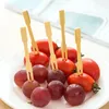 Tenedores Mini Aperitivo Barbacoa Utensilio Pinchos 100 Unids Cherry Picks Buffet Fiesta Desechable Fruta de Bambú