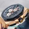 Top AP Wristwatch Royal Oak Offshore Series Automatisk mekanisk herr Guldklocka med datum Display Timing Function Black Disc Back Transparent Movement