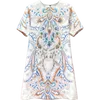 2024年春のマルチカラーペイズリープリントドレス半袖丸いネックブルーラインストーン膝の長さのカジュアルドレスX4M2612306