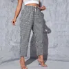 Plus Größe Gingham Sommer Casual Tapered Karottenhose Elastische Taille Tasche Frt Knöchel Länge Gerade Hosen Große Größe 7XL 8XL t3Ng #