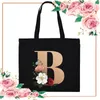 Sacs de rangement Alphabet imprimé femmes Shopper Shopping fourre-tout toile sac à bandoulière demoiselle d'honneur sac à main femme Eco réutilisable plage cadeaux de mariage