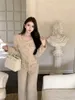 Luxury Designer Wool Pants Suits Two Piece Sets Outfits Women Elegant Tweed Slim Long Trousers Short Coat Tops Lady Clothes 240321