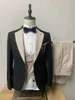 новый костюм мужской комплект из 3 предметов костюм Homme шаль с лацканами пиджак смокинг популярный свадебный пиджак + жилет + брюки u3TA #