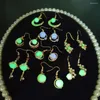 Boucles d'oreilles classiques et créatives en forme d'étoiles et de lune, pendentif lumineux, à la mode, bijoux fluorescents pour femmes