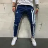 Pantaloni skinny jeans da uomo Vitalità giovanile Pantaloni strappati riflettenti a strisce elasticizzati Pantaloni da uomo di alta qualità per tutti i giorni Sport casual Jean G90d #