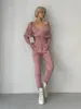 Sexy Schulterfrei Gestrickte Zweiteilige Set Frauen Lg Sleeve Sport Trainingsanzug 2 Stück Pullover Hosen Anzüge Passenden Sets für Frauen p4cU #