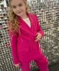 new Boutique Girls' Rose Red Double Breasted Suit Two Pieces Set High Quality Elegant Fi Children's Clothing o7Oq#