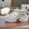 Freizeitschuhe Krasovki 9 cm Air Mesh Atmungsaktive Echtleder Sneakers Sommer Synthetische Frauen Bequeme weiße Schnürplattform Keil