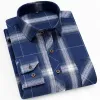 Masculino outono nova listra casual flanela xadrez camisa superior marca masculina magro busin escritório xadrez lg manga camisas roupas l1ir #