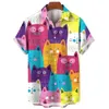 Modèle de chat surdimensionné Hawaiian Dazn Chemises Floral Masculina Medusa Camisa Social pour Carto Graffiti Imprimer Vêtements Nouveau 74iG #