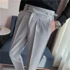 High Quality Business Casual Draped High-waist Trousers Men Solid Color Formal Pants Male Formal Office Social Suit Pants 240308